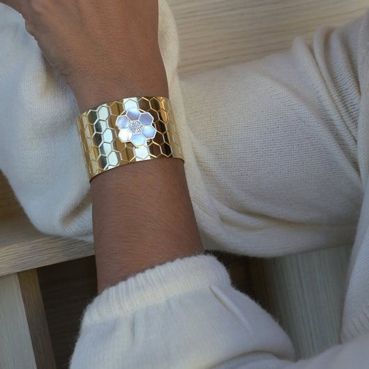 Bracelet rigide acier with fleur GB