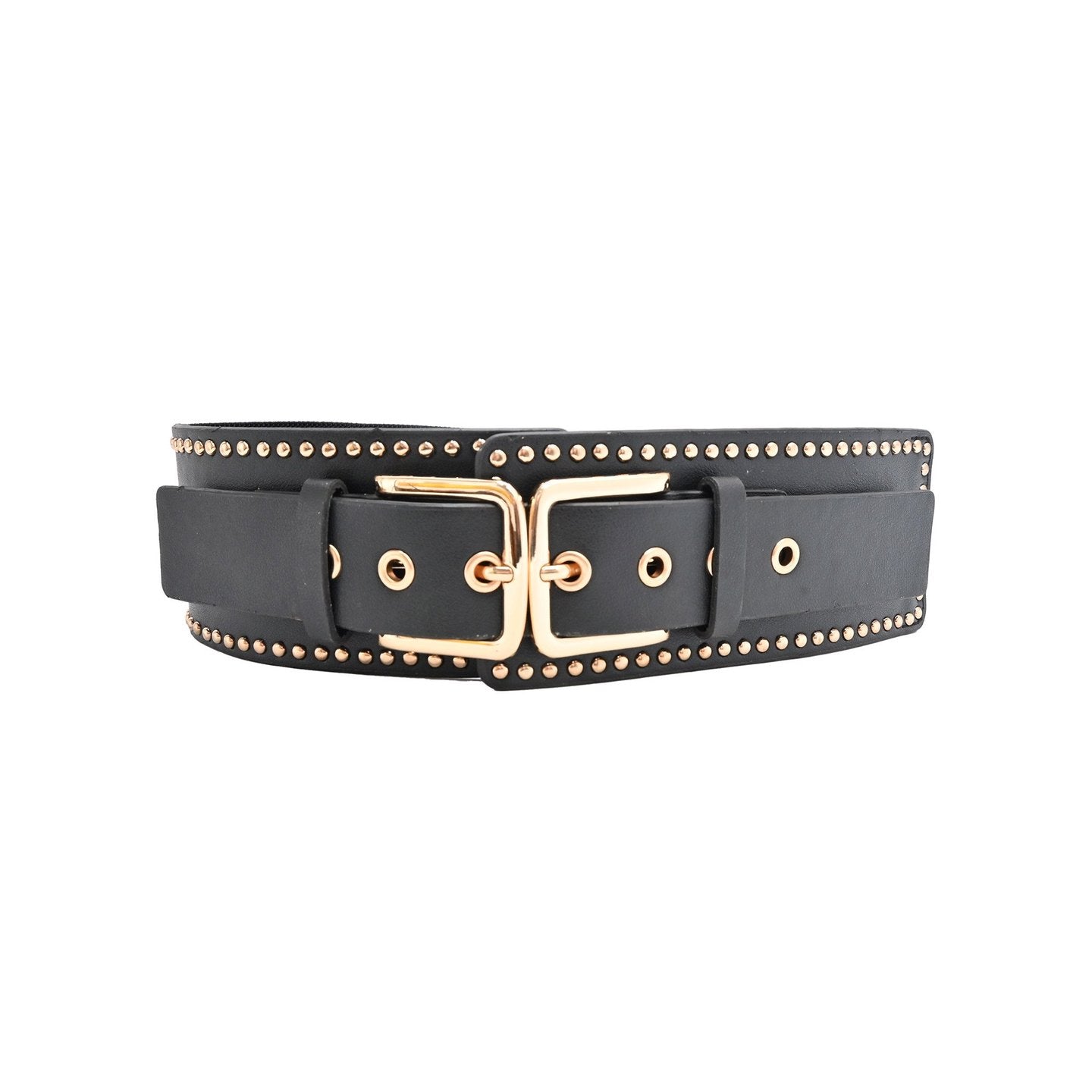 Ceinture large avec boucle double noire