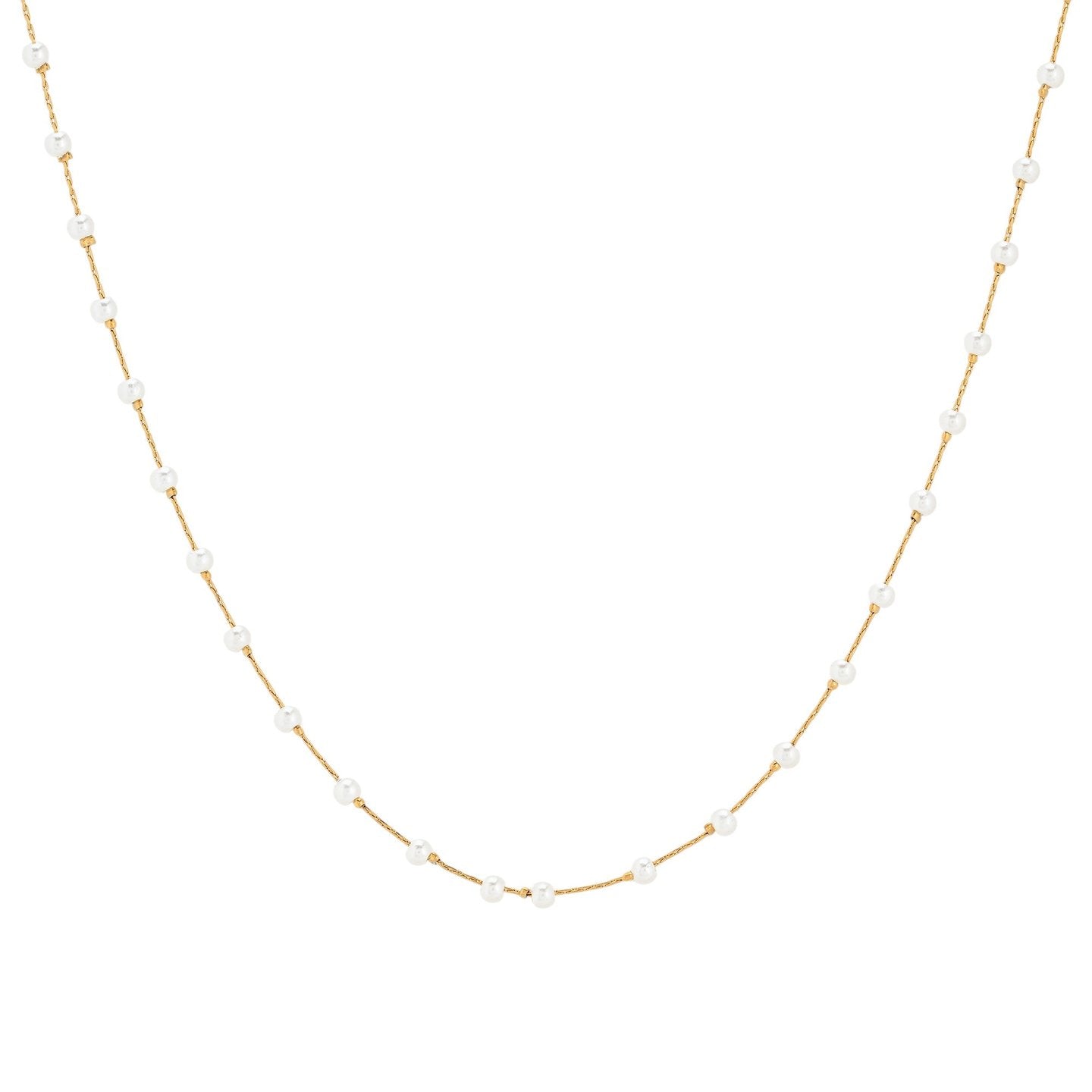 Collier en acier perles blanches