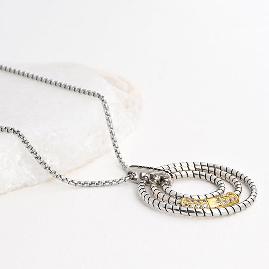 Collier en acier bicolore avec zirconias