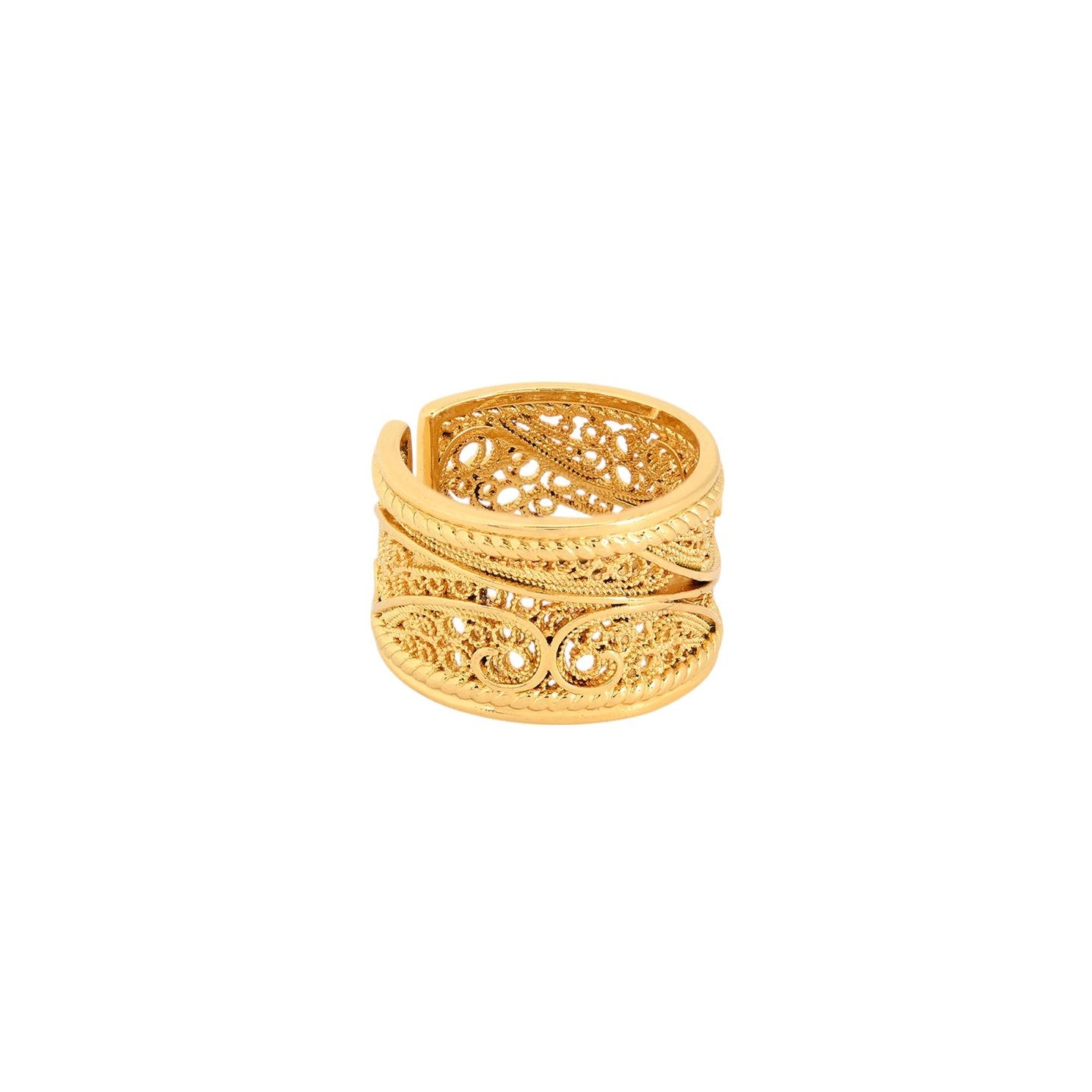 Bague réglable plaqué or coração de viana