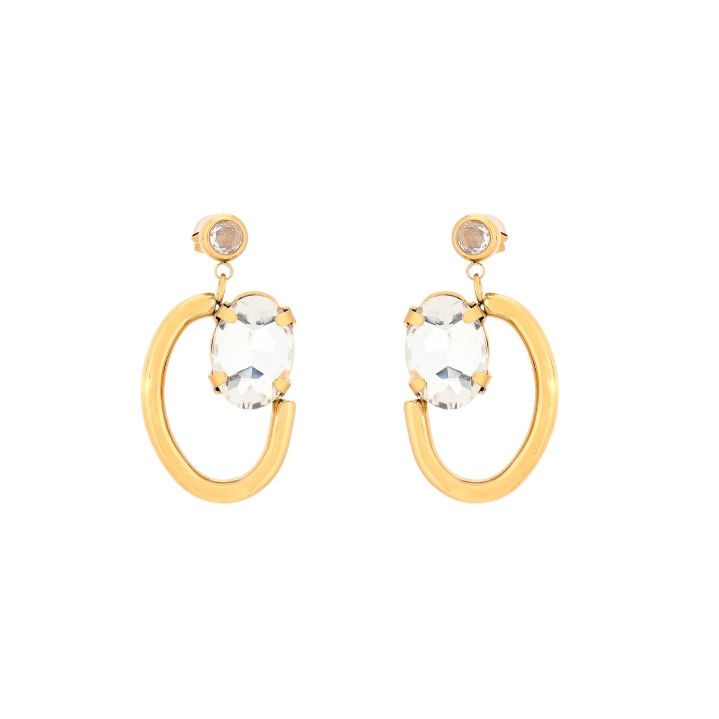 Boucles d'oreilles en acier brillants ovale