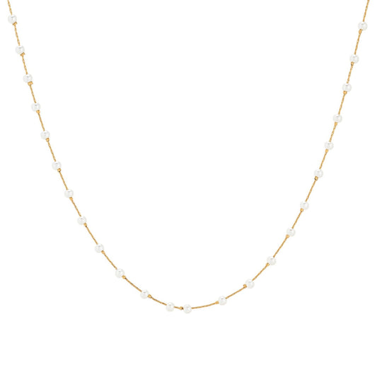 Collier en acier perles blanches