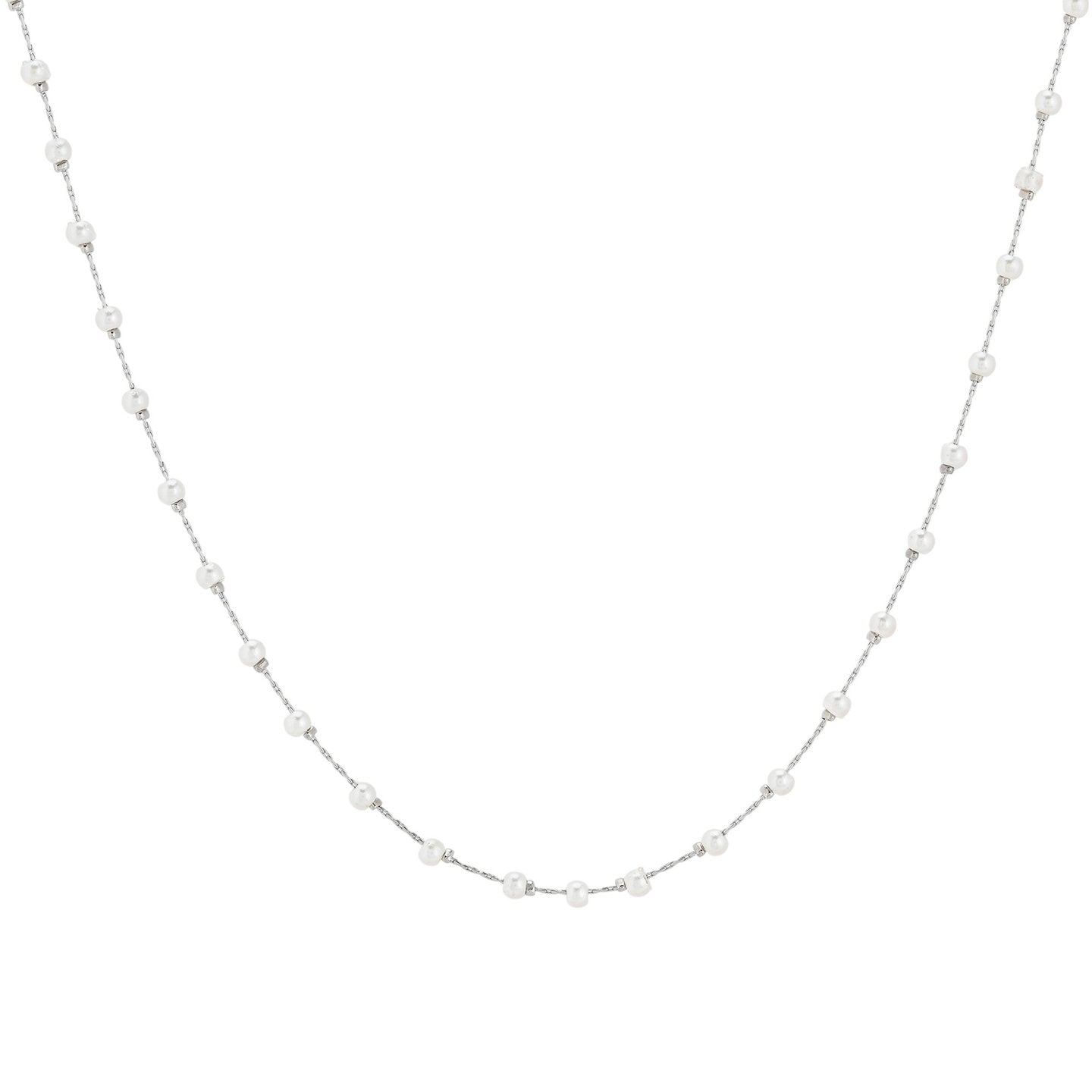 Collier en acier perles blanches