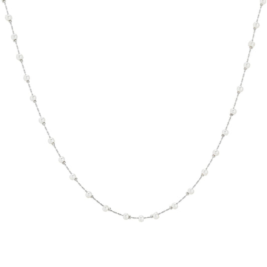 Collier en acier perles blanches