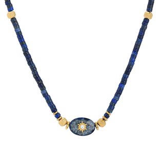 Collier court en pierres naturelles Lapis lazuli