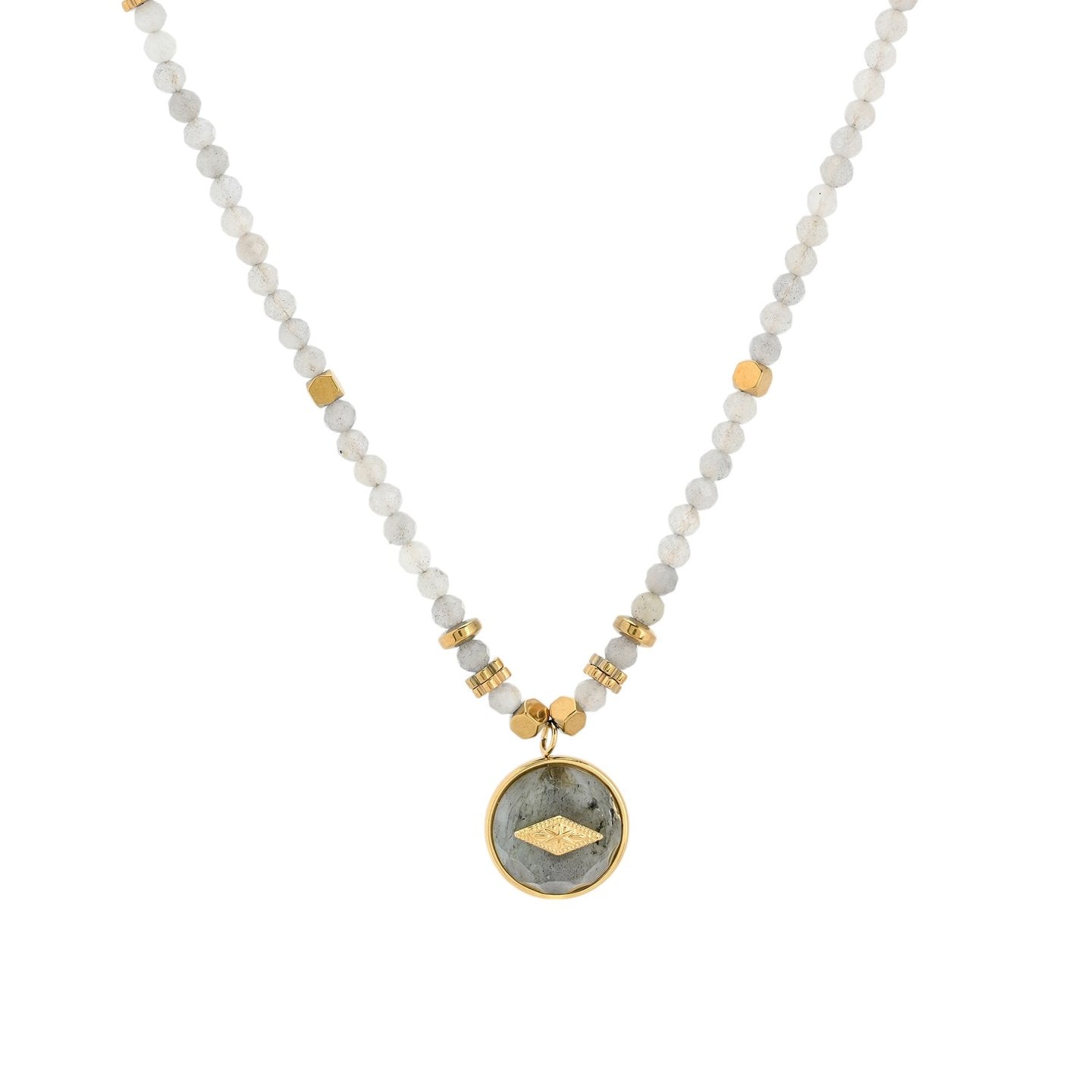 Collier en acier en pierre naturelle étoile