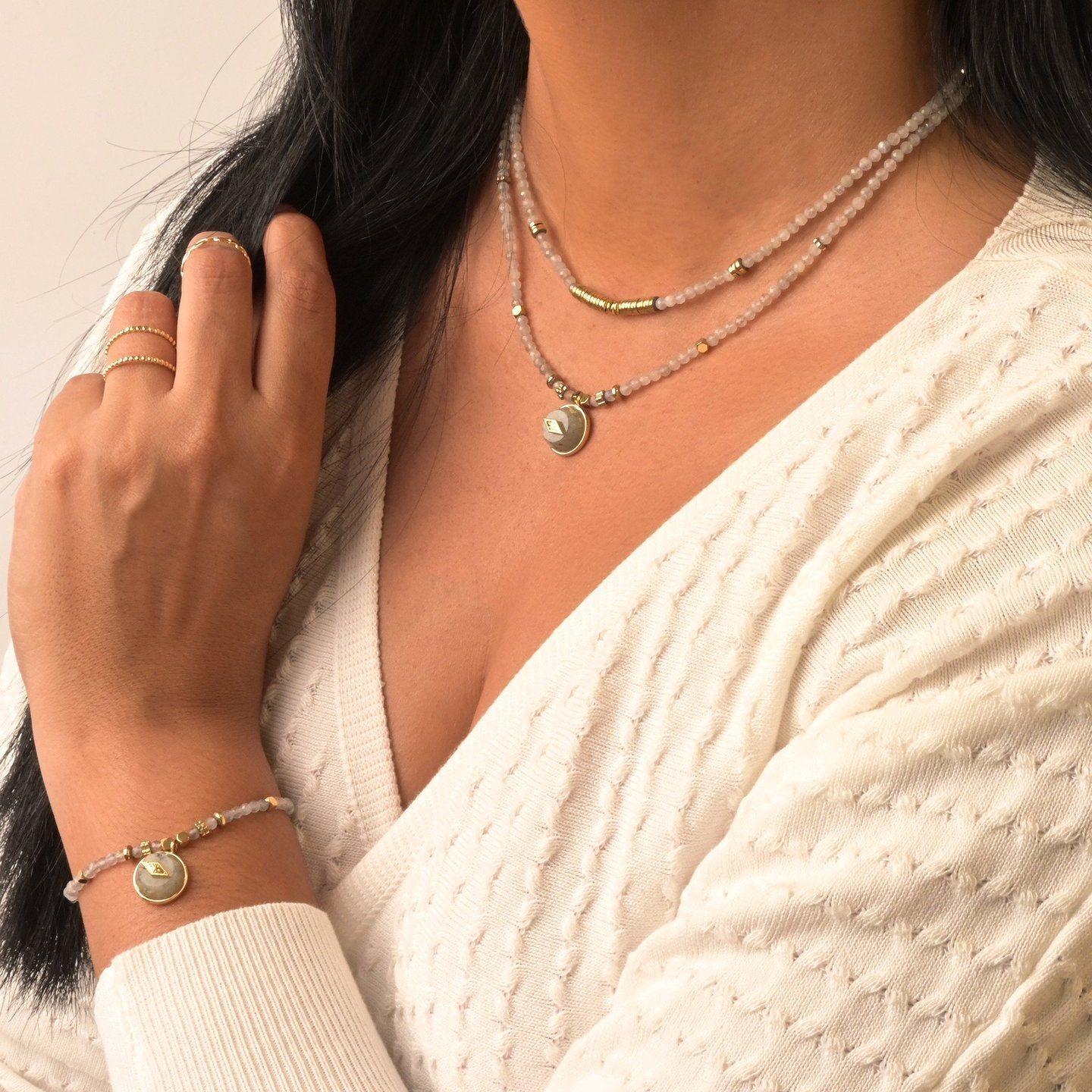 Collier en acier en pierre naturelle étoile