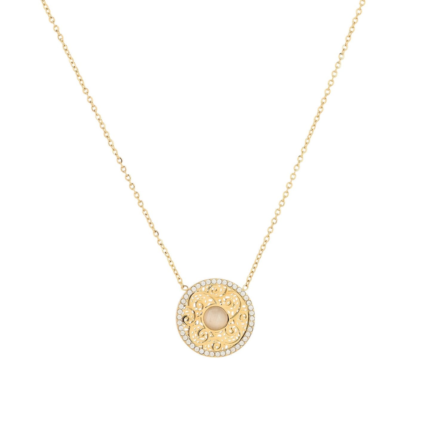 Collier en acier texture et pierre