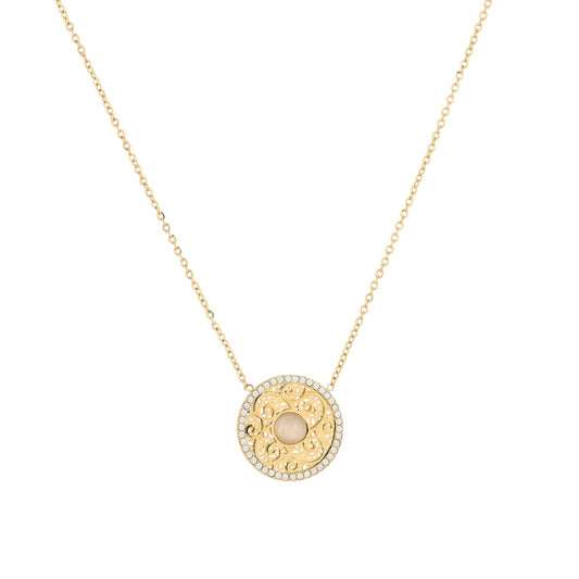 Collier en acier texture et pierre