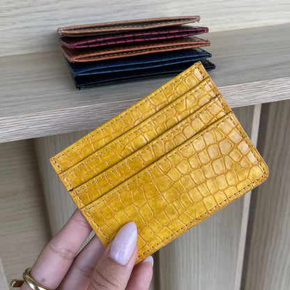 Porte-cartes mini pour femme jaune