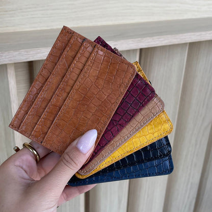 Porte-cartes mini pour femme bleu marine