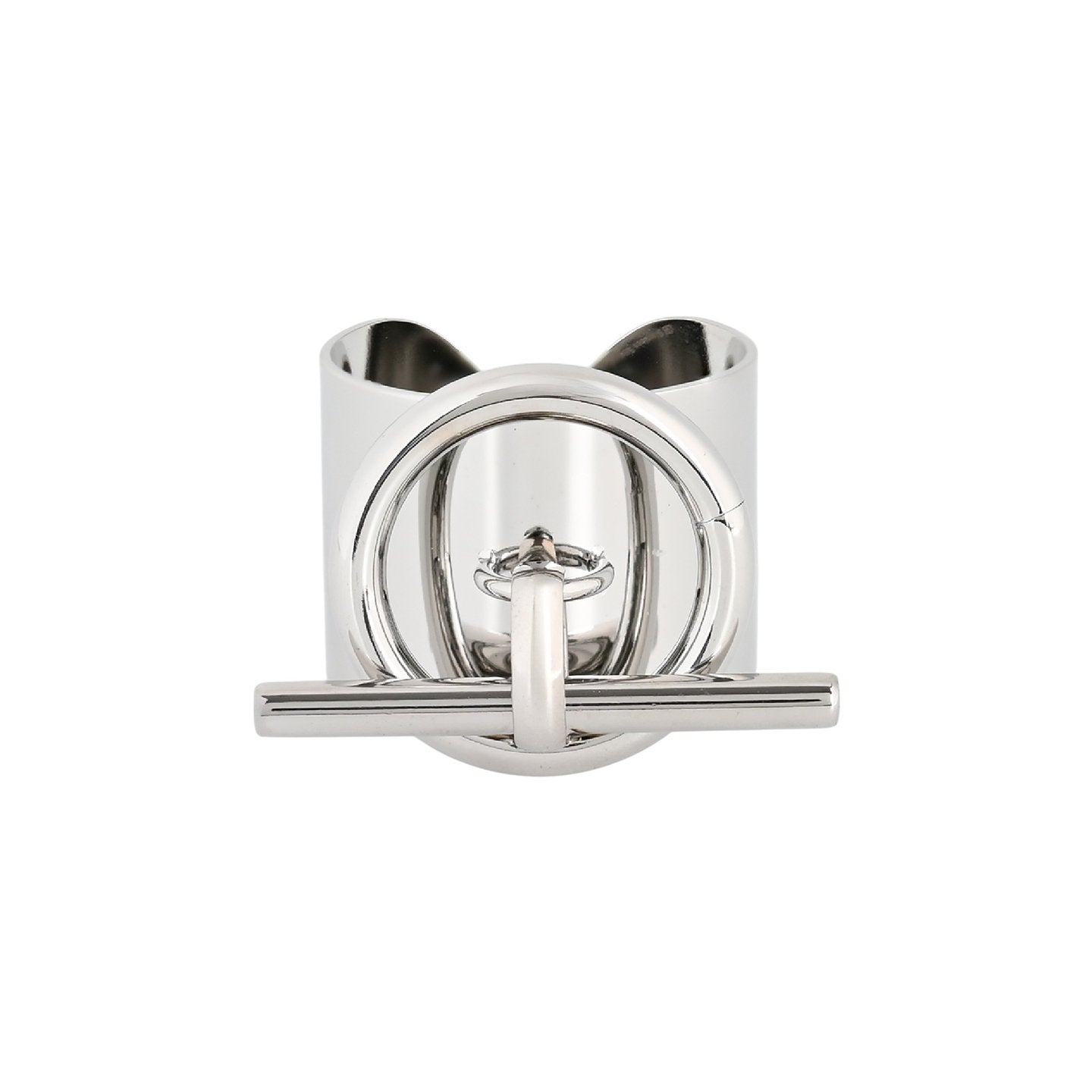 Bague réglable acier rond basique argent