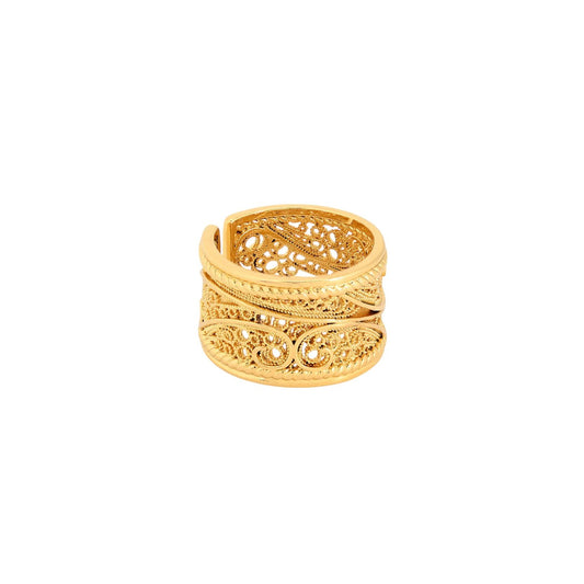 Bague réglable plaqué or coração de viana