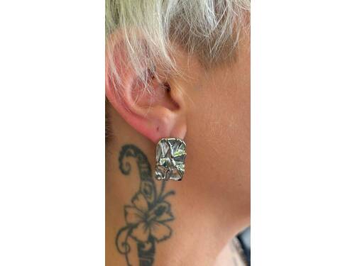 Boucles d'oreilles argenté en acier abstrait