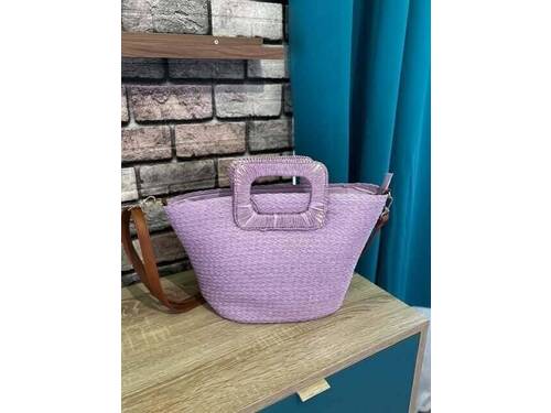 Sac en paille avec poignée différente parme