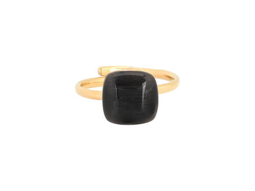 Bague réglable acier avec pierre carré