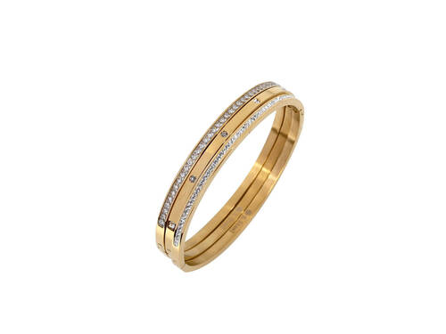 Ensemble bracelet rigide acier brillant argenté