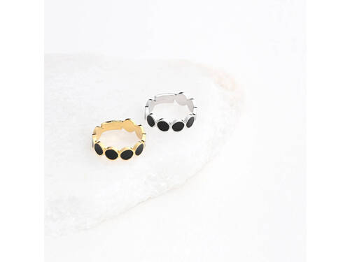 Bague réglable acier rond noir argenté