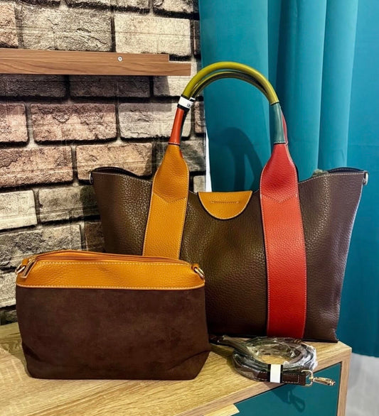 Sac shopper , anse multicolore