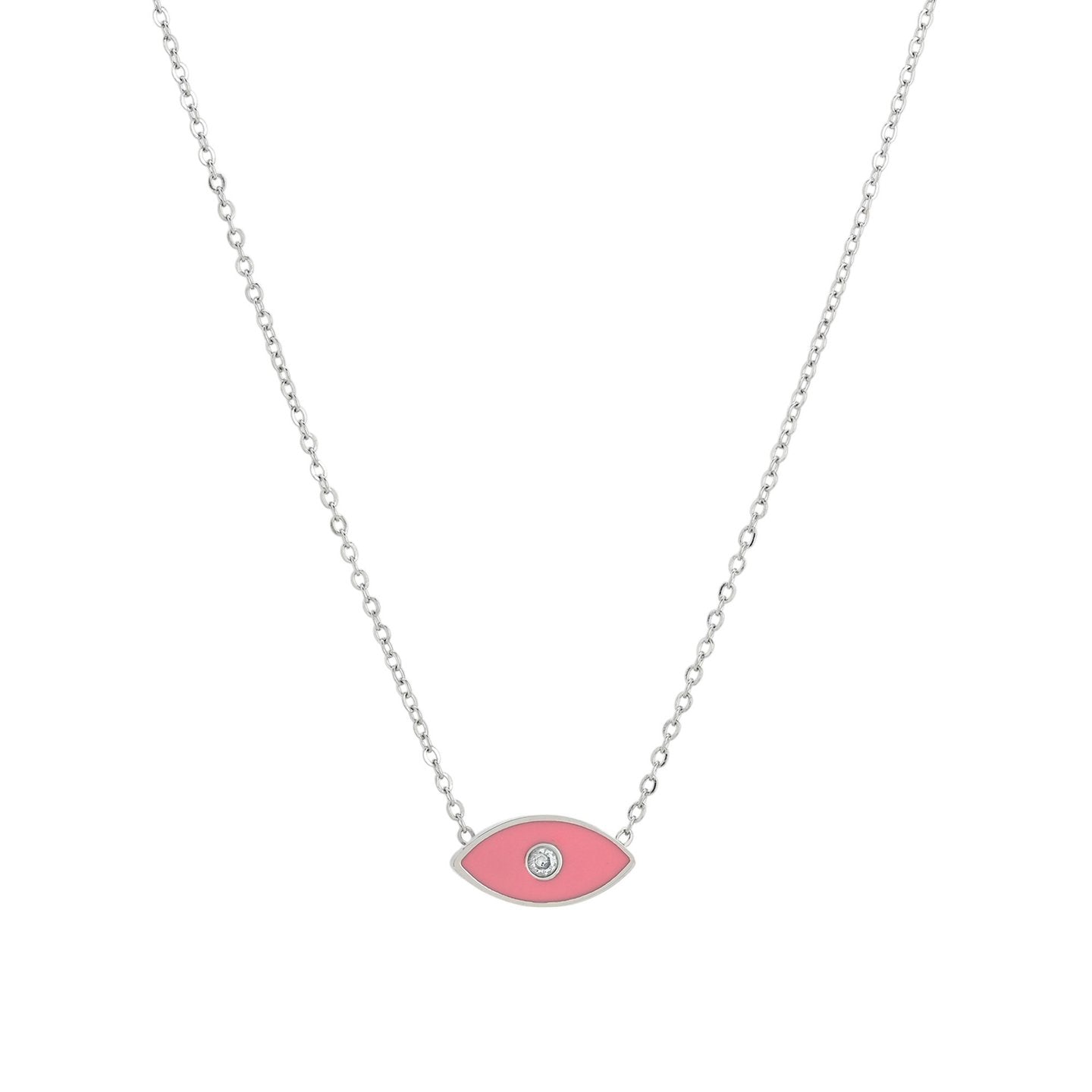 Collier en acier œil rose