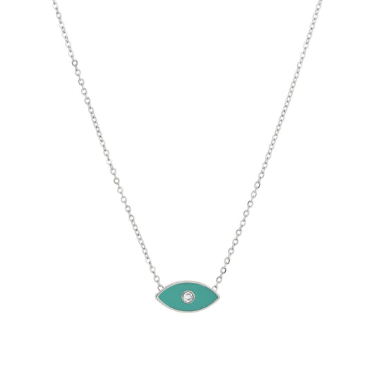 Collier en acier œil vert